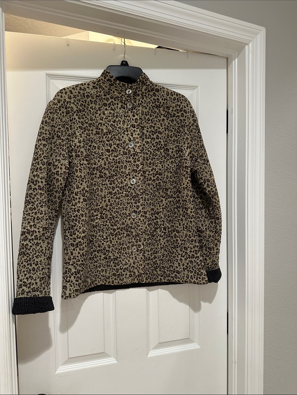 Tally Ho Leopard-Print Button Jacket in Tan and Black